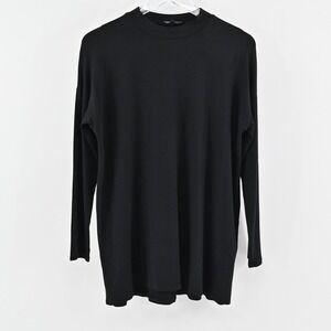 EILEEN FISHER Top Womens Size‎ XS Black Long Sleeve Crew Neck Stretch Relaxed
